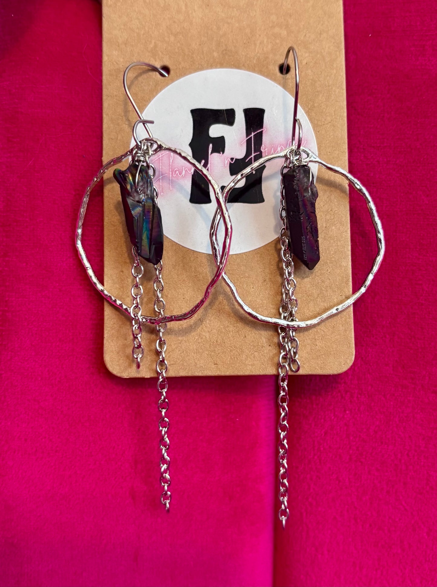 Boho Crystal Hoops with Tourmaline