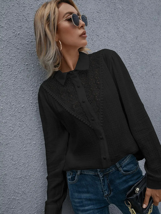 Black Lace Detailed Blouse