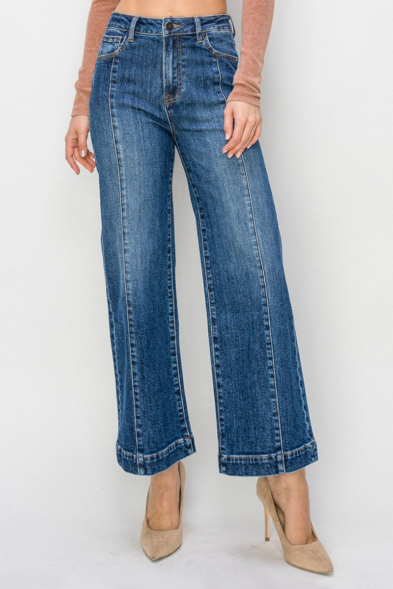 Risen High Rise Ankle Wide Jeans