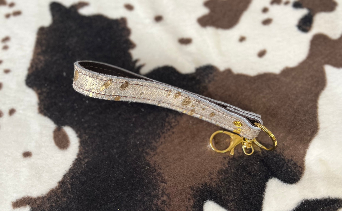 Boho Western Cream Metallic Key Fob