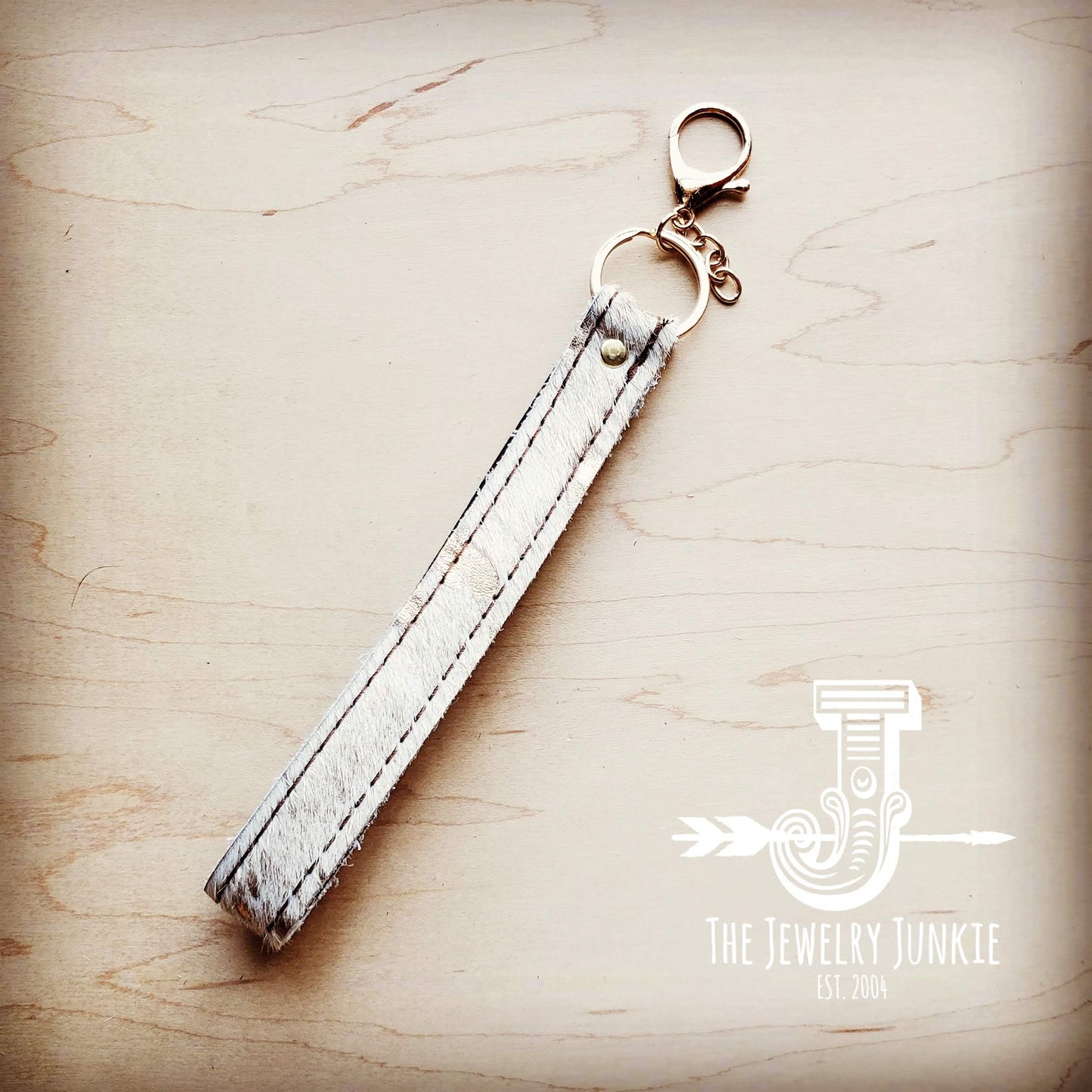 Boho Western Cream Metallic Key Fob