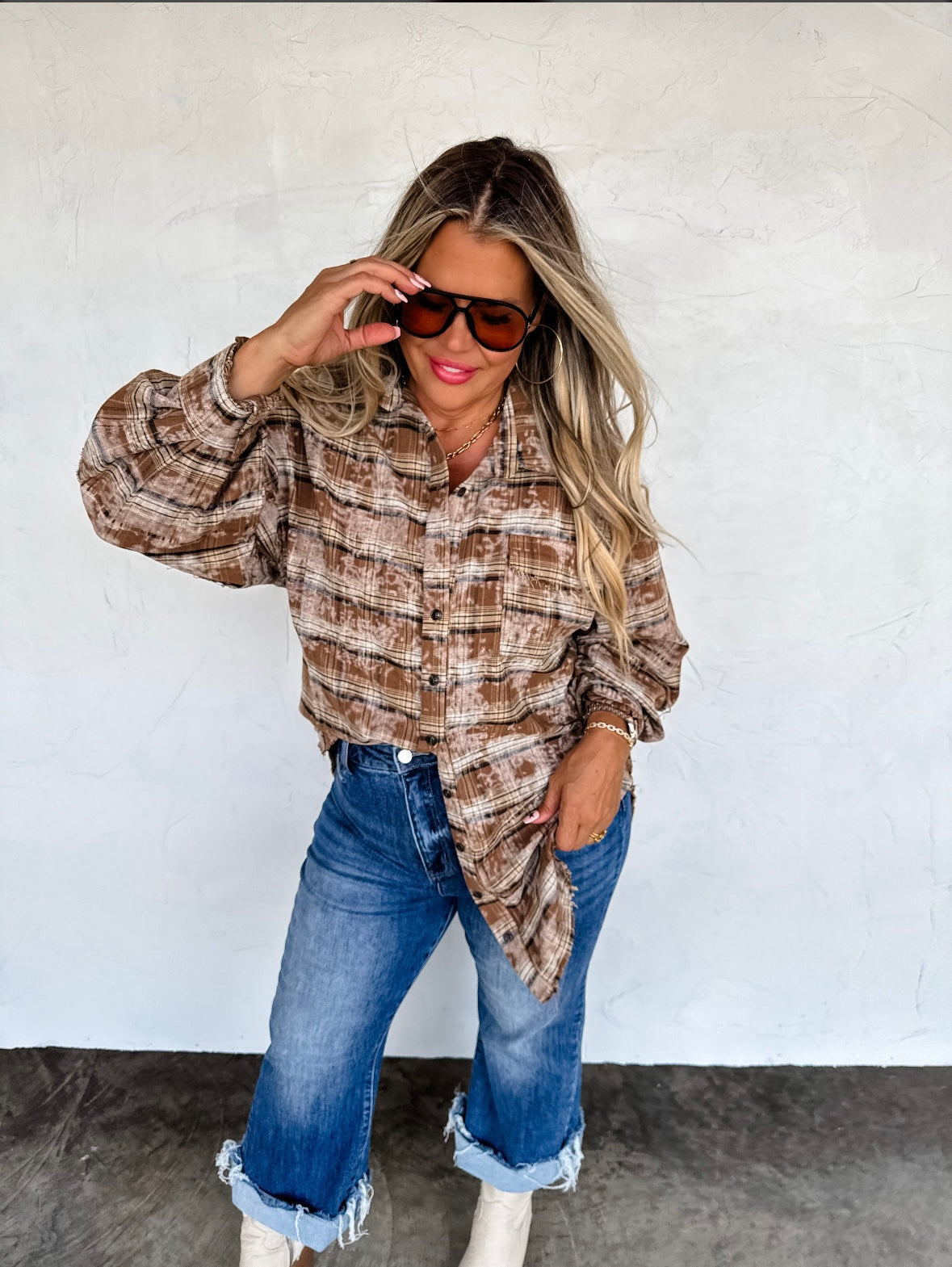Juniper Bleached Plaid Top