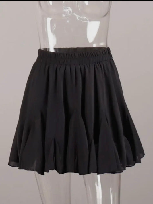 Chiffon ruffle mini skirt in black