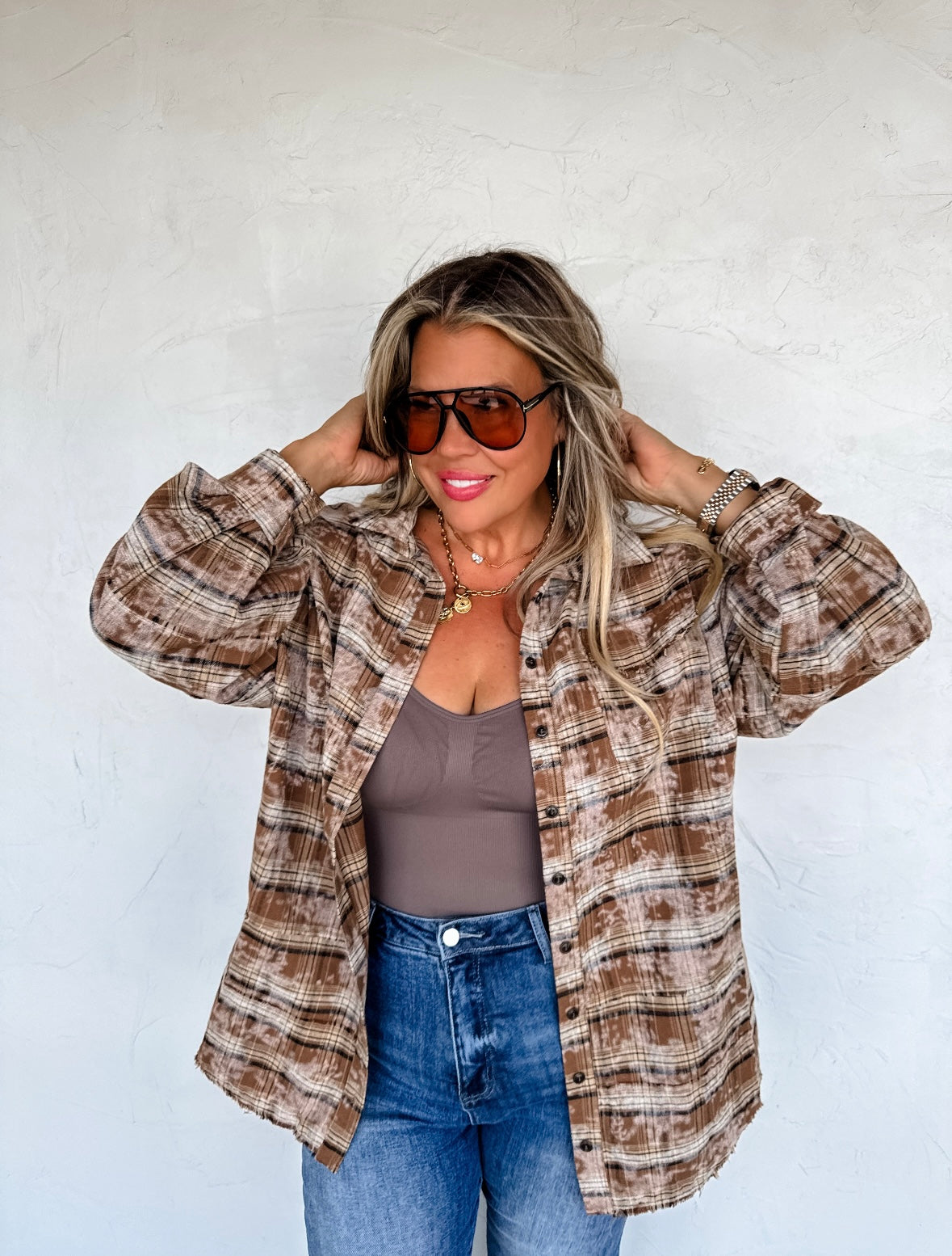 Juniper Bleached Plaid Top