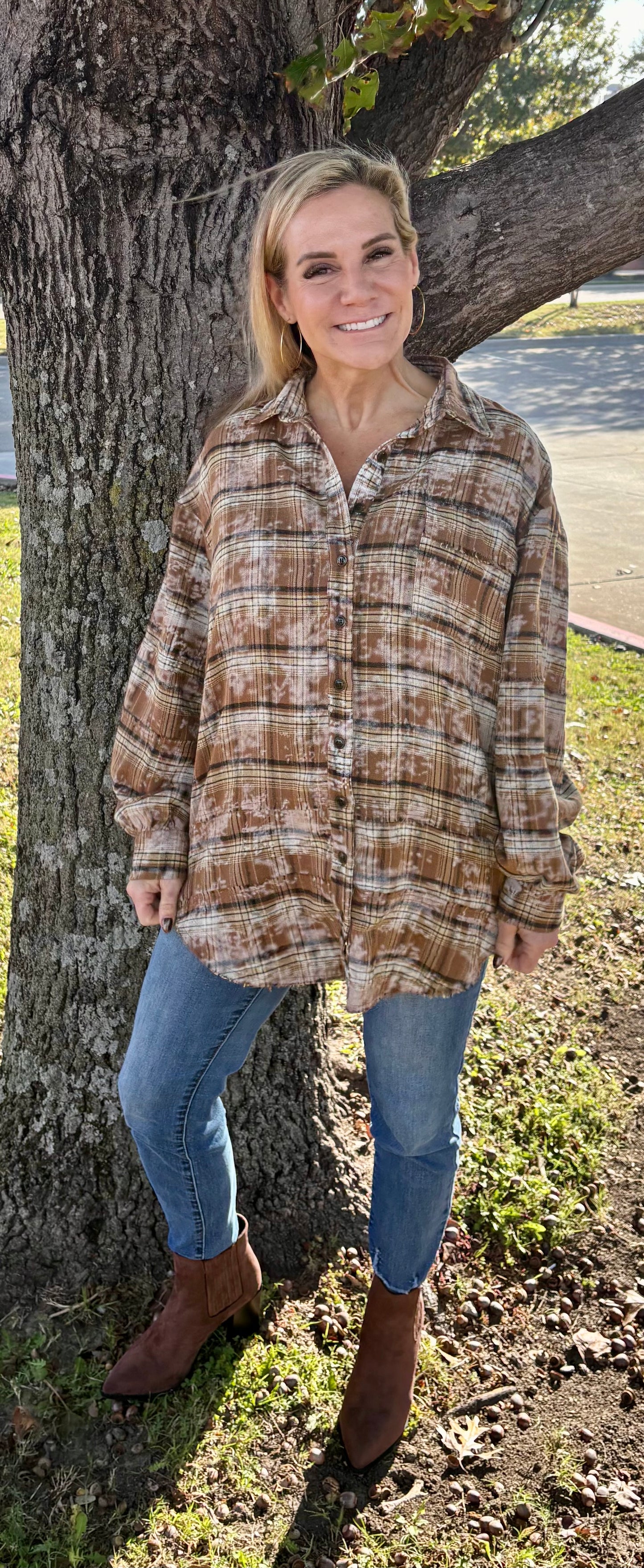 Juniper Bleached Plaid Top