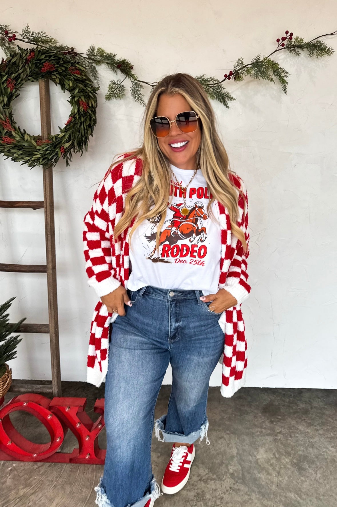 Christmas Checkered Cardigan