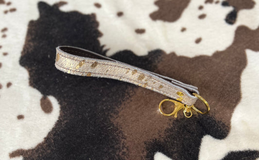 Boho Western Cream Metallic Key Fob