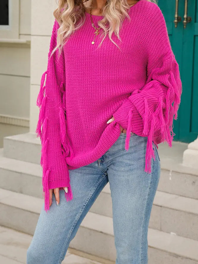 London Fringed Sleeve Sweater